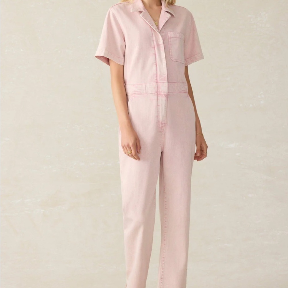 Faherty NWT Women’s Utility Blaise Denim Jumpsuit Size XS Pink Organic Cotton